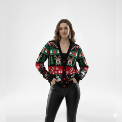 Festive V-Neck Christmas Cardigan