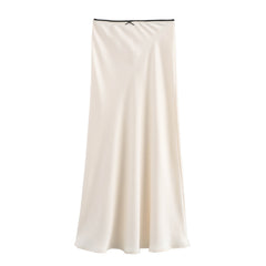 Satin A-Line Midi Skirt