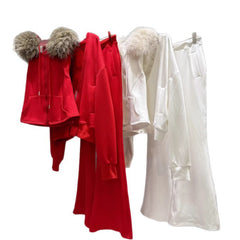3-Piece Faux Fur Hoodie & Flare Pant Set