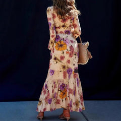 Mock Neck Long Sleeve Floral Maxi Dress
