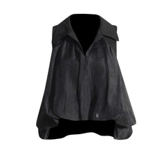 Asymmetric Hem Flowing Collar Blouse