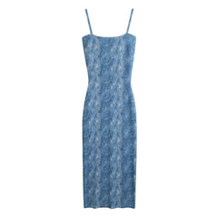 Vintage Denim Spaghetti Strap Dress
