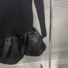 Knitted Bubble Hem Ruffle Mini Dress