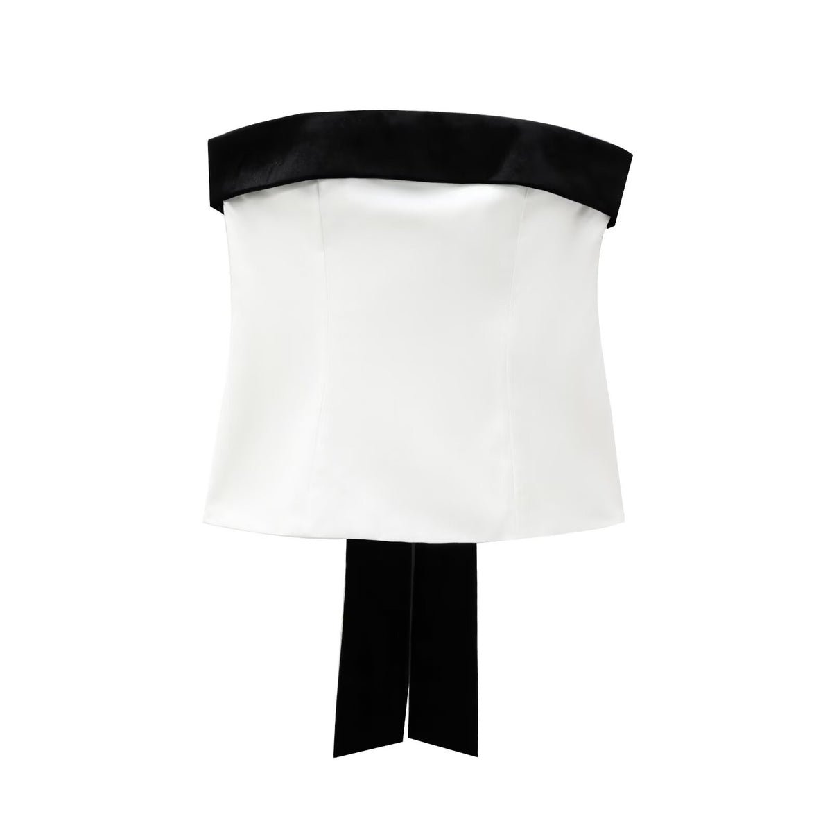 Black - White Strapless Top