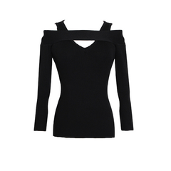 Elegant Shoulder Cutouts Knit Top
