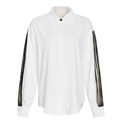 Contrast-Stripe Long-Sleeve Button-Up Shirt