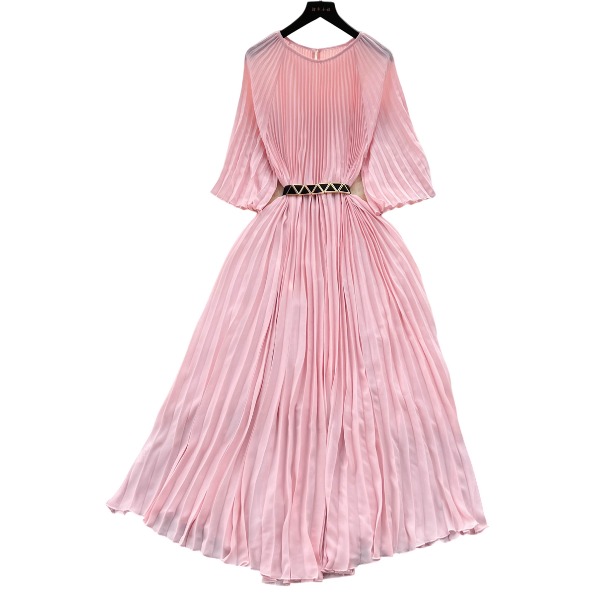 Elegant Draped Pleated Stain Dress