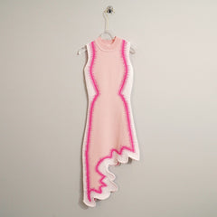 Pink Gradient Dress with Asymmetrical Hem