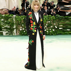 Multicolor Feather-Embellished Longline Coat