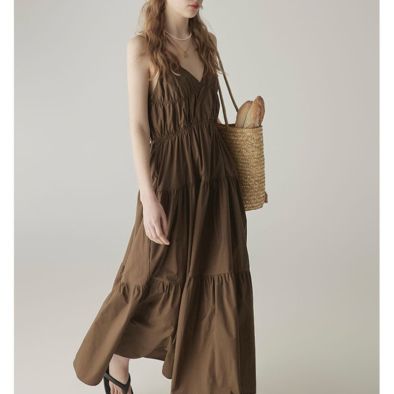 Minimalist Tiered Spaghetti Strap Midi Dress