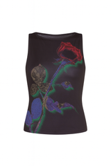 Artistic Rose Print Party Crop Top
