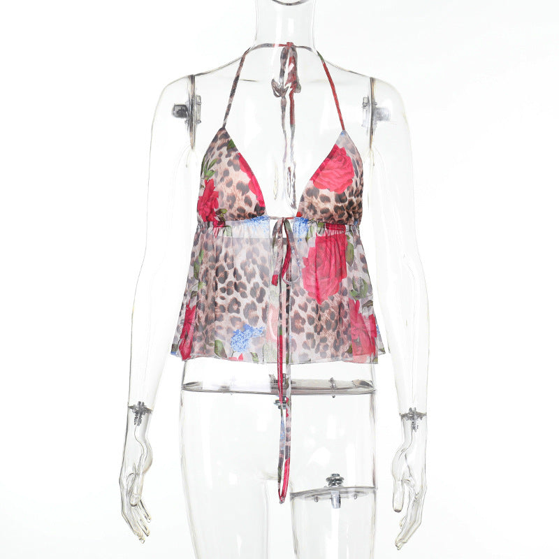 Leopard Print Halter  Strapless Top