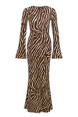 Retro Animal Pattern Bell Sleeves Dress