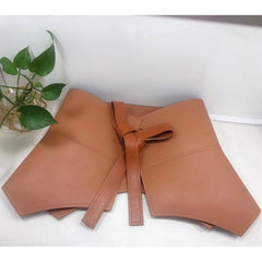 Black Leather Sculpted Waist Corset Belt