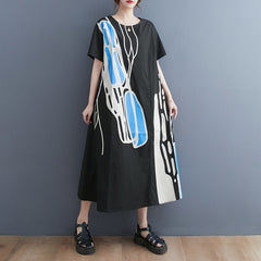 Modern Blue Brushstroke A-Line Dress