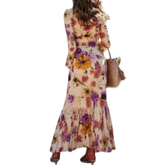 Mock Neck Long Sleeve Floral Maxi Dress