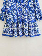Ethnic Print Ruffle Hem Dress
