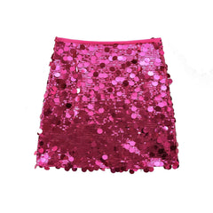 Silver Sequin Mini Skirt