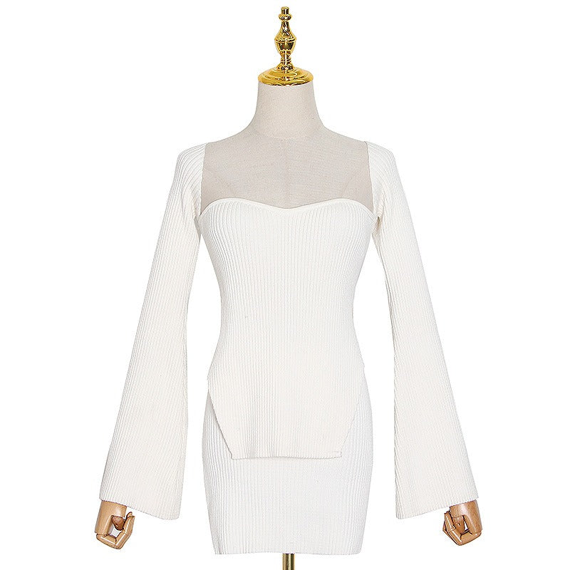 Chic Off-Shoulder White Ribbed Dress