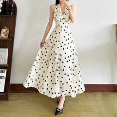 Polka Dot Halter Maxi Dress