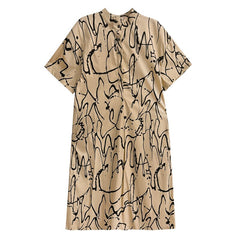 Abstract Ink Stroke Shirt Dress