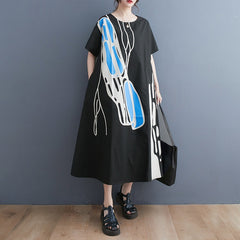 Modern Blue Brushstroke A-Line Dress