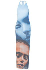 Artistic Halter Neck Maxi Dress