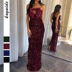 Sequin Bow - Detail Strapless Gown