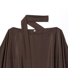 Asymmetric Rhinestone-Trimmed Scarf Neck Poncho