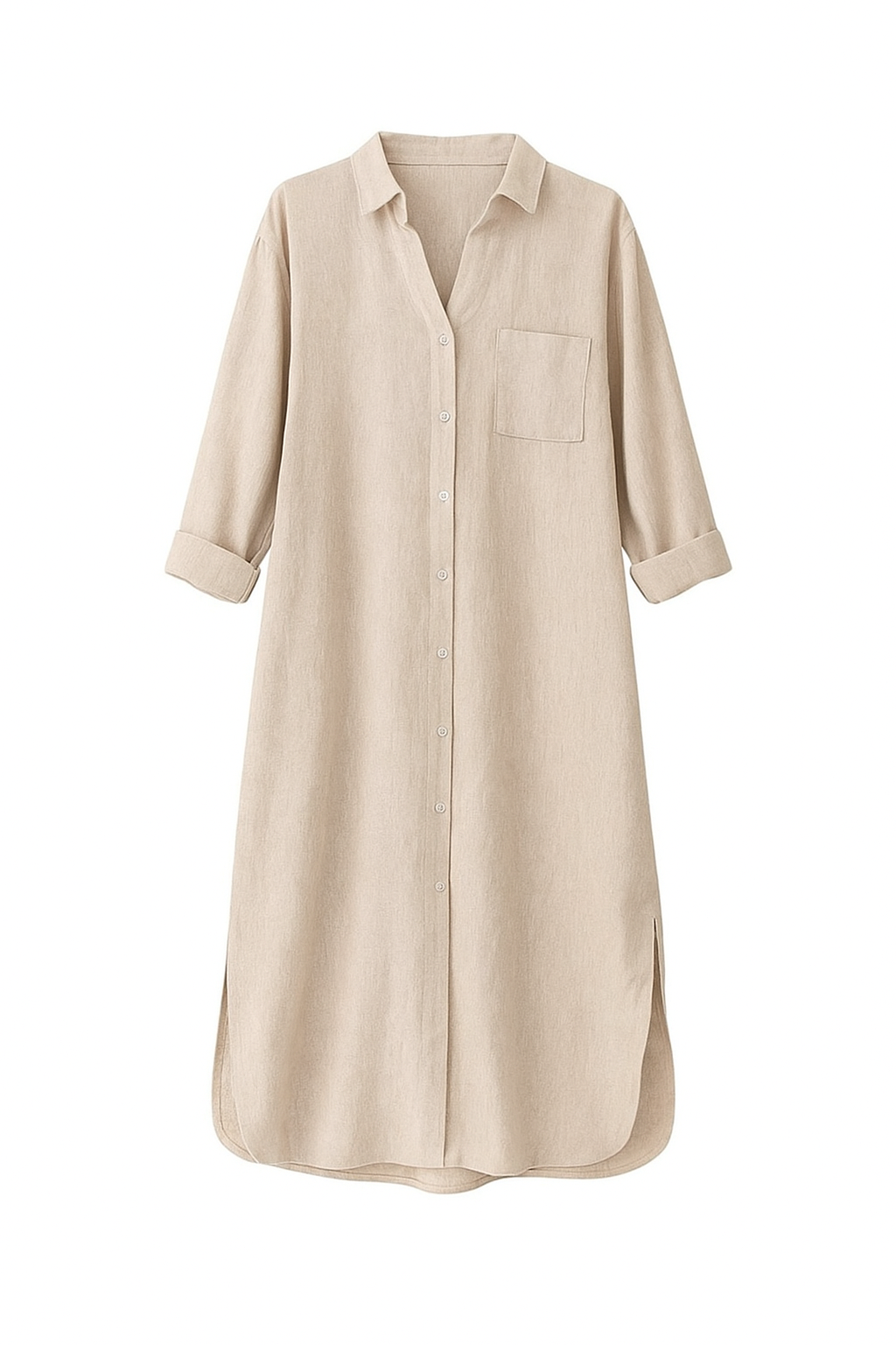 Minimalist Cotton Shirt Dress with Pocket