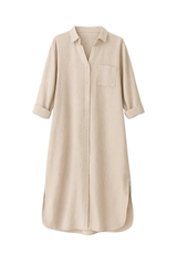 Minimalist Cotton Shirt Dress with Pocket