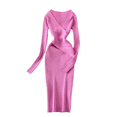Minimalist Chest Crossover Knit Dress