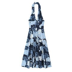 Navy Floral Halter Dress