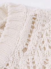 Ivory Sleeveless Knit Crochet Dress