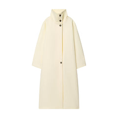 Minimalist High-Neck Wool-Blend Maxi Coat