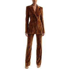 Luxurious Velvet Animal Print Suit Set