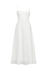 White Strappy Bustier Midi Dress