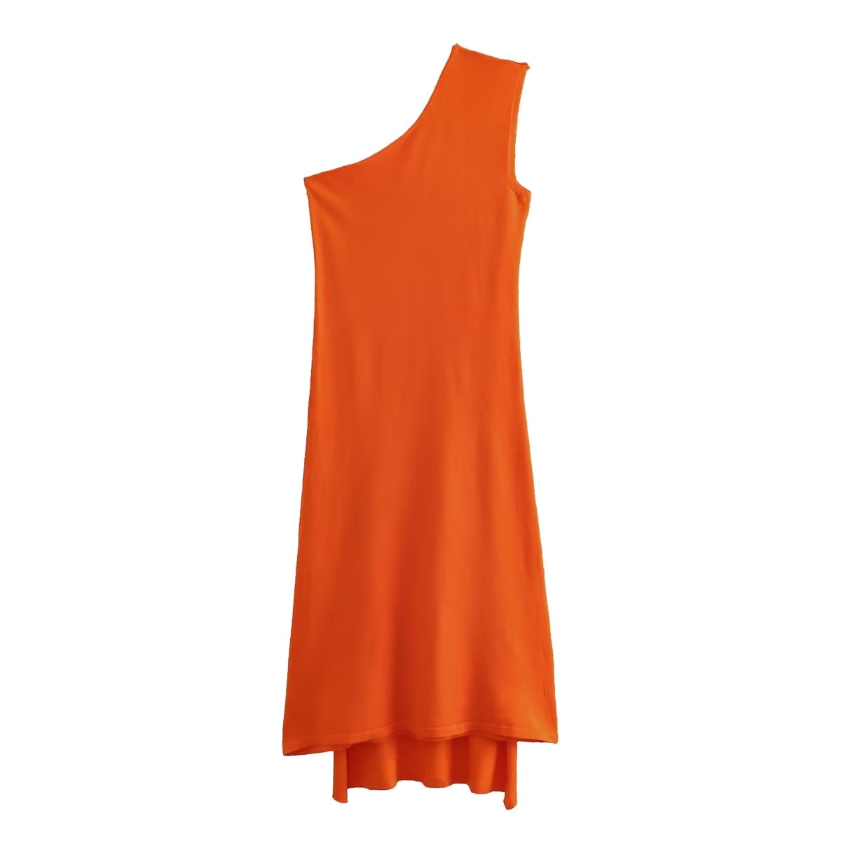 Modern Vibrant Orange One-Shoulder Dress