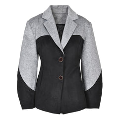 Two-Tone Structured Wool Blend Blazer