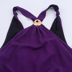 Purple Halter Neck Evening Gown