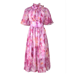 Romantic Rose Ruffled Midi Dress