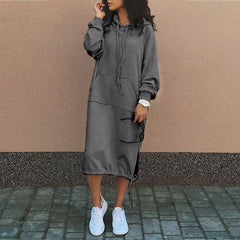 Casual Black Oversized Hoodie Dress