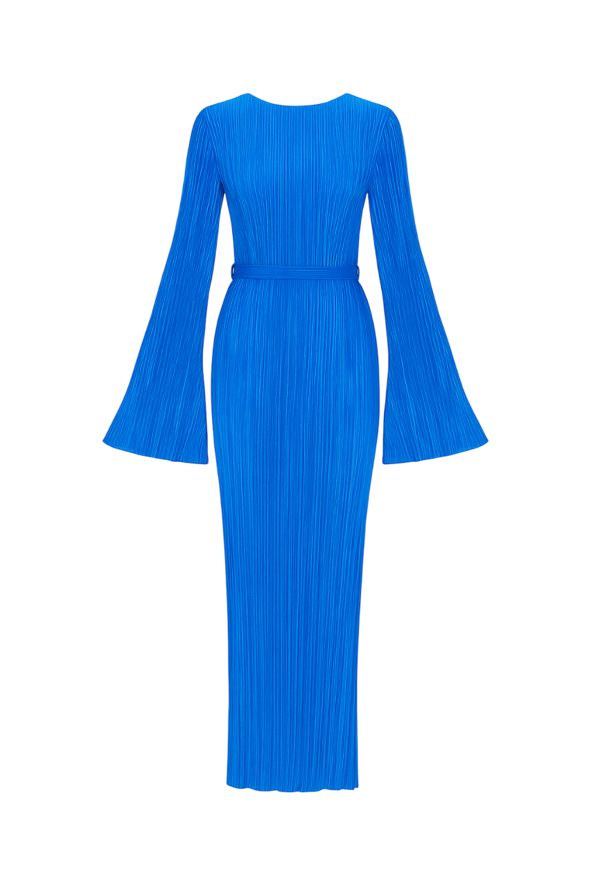 Modern Sculptural Flared Sleeves Dress