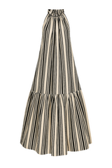 Monochrome Vertical Stripe Halter Maxi Dress