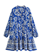Ethnic Print Ruffle Hem Dress