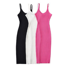 Elegant Spaghetti Strap Knit Bodycon Dress