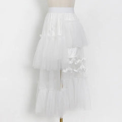 Blush Pink Ruffled Tulle Maxi Skirt