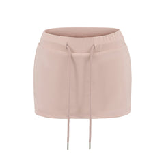 Pink Drawstring Mini Skirt