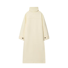 Minimalist High-Neck Wool-Blend Maxi Coat