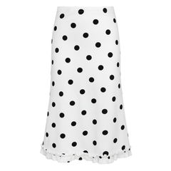 White Polka Dot Midi Skirt